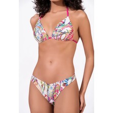 Endeep Kadın Desenli Özel Lurex Kumaşlı Yarım Dolgulu Üçgen Bikini Takımı