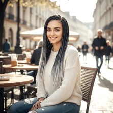 Najmaddin.com Afrika Örgüsü ve Rasta Için Sen Ombreli  / Siyah / Gri / Beyaz