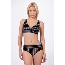 Endeep Kadın Çizgili Desenli Toparlayıcı Bikini Takımı