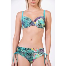 Endeep Kadın Balenli Destekli Desenli Mavi Bikini Takımı