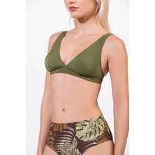 Endeep Kadın Desenli Özel Lurex Kumaş Yüksek Bel Toparlayıcı Bikini Takımı