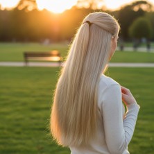 Najmaddin.com Fiber Sen Düz 8 Parça Çıt Çıt / Kumral Beyaz Platin Röfleli