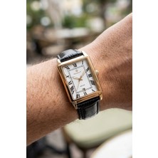 Gant Gold Dikdörtgen Kasa Erkek Kol Saati | 28.5 mm Çelik Kasa, Siyah Deri Kordon, Beyaz Kadran