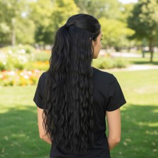 Najmaddin.com Fiber Sen Kabarık Dalgalı Yarım Ay + 2 Yan Çıt Çıt / Siyah