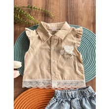 Saye Kids Keten Gömlekli Kız Çocuk Takım