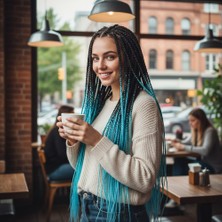 Najmaddin.com Afrika Örgüsü ve Rasta Için Sen Ombreli  / Siyah / Açık Mavi
