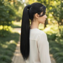 Najmaddin.com Bağlamalı Düz At Kuyruğu / Siyah