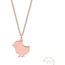 Bigakan Minimalist Civciv Figürü Taşsız Model 925 Ayar Gümüş Kadın Kolye Rose Kaplama