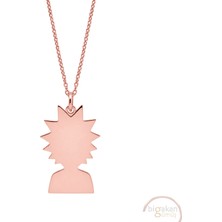 Bigakan Rick And Morty Rick Taşsız Model 925 Ayar Gümüş Kadın Kolye Rose Kaplama