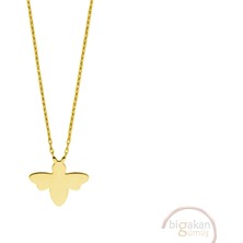 Bigakan Arı Böcek Taşsız Model 925 Ayar Gümüş Kadın Kolye Altın Kaplama