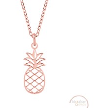Bigakan Ananas Taşsız Model 925 Ayar Gümüş Kadın Kolye Rose Kaplama
