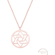 Bigakan Okült Kara Büyü Tarot Ters Pentagram Taşsız Model 925 Ayar Gümüş Kadın Kolye Rose Kaplama