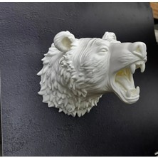 Decostyle Beyaz Renk 3D Ayı Başı Duvar Dekoru
