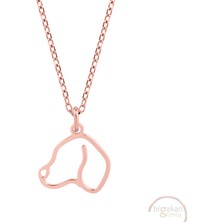 Bigakan Köpek Taşsız Model 925 Ayar Gümüş Kadın Kolye Rose Kaplama