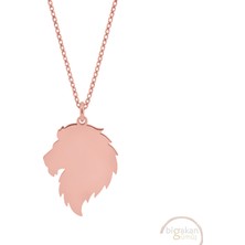 Bigakan Aslan Galatasaray Taşsız Model 925 Ayar Gümüş Kadın Kolye Rose Kaplama