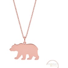 Bigakan Ayı Kutup Ayısı Taşsız Model 925 Ayar Gümüş Kadın Kolye Rose Kaplama