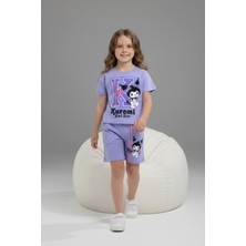 Yağmur Giyim Pjkskt Kuromi Desenli Şortlu Kız Çocuk Kısa Kol Takım 6573