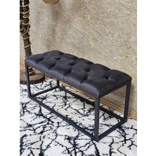 Sevinç Mobilya Siyah Boyalı Diktörtgen 100 cm x 40 cm Oturak Puf - Bench - Makyaj Oturağı - Oturak