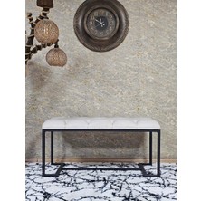 Sevinç Mobilya Siyah Boyalı - L - Ayaklı 100 cm x 38 cm Oturak - Bench - Makyaj Taburesi - Makyaj Oturak
