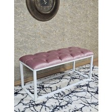Sevinç Mobilya Beyaz Boyalı Diktörtgen 100 cm x 40 cm Oturak Puf - Bench - Makyaj Oturağı - Oturak