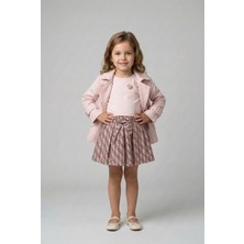 Minipomes Kız Çocuk Kanvas Trenc Etek ve Crop Body Set Pembe