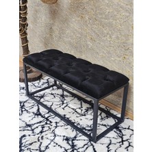 Sevinç Mobilya Siyah Boyalı Diktörtgen 100 cm x 40 cm Oturak Puf - Bench - Makyaj Oturağı - Oturak