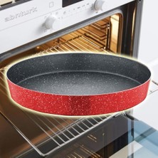 Abnturk N32 Ultra Lüks ⌀32CM Yuvarlak Granit Fırın Tepsisi Içi 4 Kat Teflon®granit Dışı Silikon Kaplı Tava