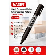 Decostyle Lades Siyah Permanent Marker Silinmez Koli Kalemi Yuvarlak Uç 1 Adet