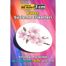Sb Store Çiçek Temalı Ambalaj Hediye Paket Süsleme Etiketi Model 396 - 96 Adet 3cm