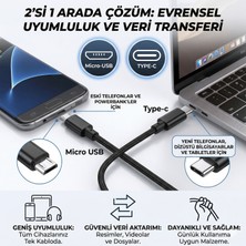 Heugers Type-C - Mikro USB Karşılıklı Şarj ve Data Kablosu  80 cm  1 Adet