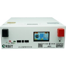 Orbit 51.2 V 100 Ah Lifepo4 Akü Low Voltage Ekranlı Metal Kasa – 5.12 Kwh Enerji Depolama Bataryası
