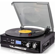 Flagen Pikap Plak Çalar Bluetooth Kumandalı Kaset Çalar USB Radyo 33-45-78 Plaklar Çalar