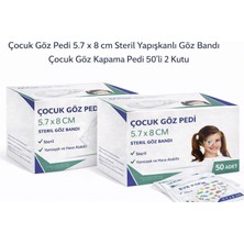 Erdo Ticaret Çocuk Göz Pedi 5.7 x 8 cm Steril Yapışkanlı Göz Bandı Desenli Çocuk Göz Kapama Pedi 50’li 2 Kutu