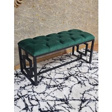 Sevinç Mobilya Siyah Boyalı Içi Kareli Diktörtgen 100 cm x 40 cm Oturak Puf - Bench - Makyaj Oturağı - Oturak