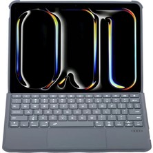 TeknoKapsül Newface T5510D iPad Pro 13 (2024) Kılıf Palermo Ledli Klavyeli Standlı Tablet Kılıfı - Siyah