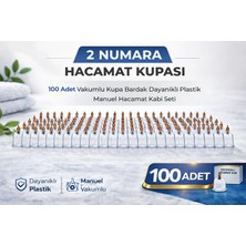 TeknoKapsül 2 Numara Hacamat Kupası 100 Adet Vakumlu Kupa Bardak Dayanıklı Plastik Manuel Hacamat Kabı