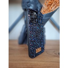 Puloka iPhone 15 Pro Max Simli Işıltılı Taşlı Içi Kadife Kamera Koruma Çıkıntılı Yüksek Kalite Lüks Kılıf