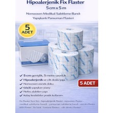 TeknoKapsül Hipoalerjenik Fix Flaster 5 cm x 5 M 5 Adet Nonwoven Medikal Sabitleme Bandı Yapışkanlı Pansuman Flasteri