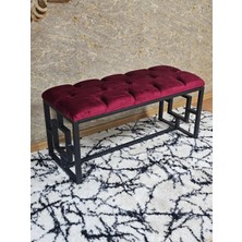 Sevinç Mobilya Siyah Boyalı Içi Kareli Diktörtgen 100 cm x 40 cm Oturak Puf - Bench - Makyaj Oturağı - Oturak