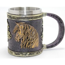 EkoAlışverişDünyam 3D Kabartmalı At Büstü Paslanmaz Çelik Kupa Bardak