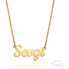 Bigakan 925 Ayar Gümüş Altın Kaplama Sevgi Isimli Kolye