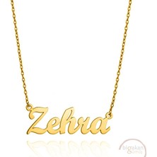 Bigakan 925 Ayar Gümüş Altın Kaplama Zehra Isimli Kolye