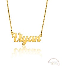 Bigakan 925 Ayar Gümüş Altın Kaplama Viyan Isimli Kolye