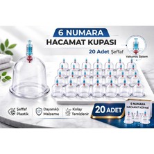 TeknoKapsül 6 Numara Hacamat Kupası 20 Adet Vakumlu Kupa Bardak Dayanıklı Plastik Manuel Hacamat Kabı