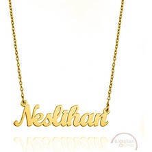 Bigakan 925 Ayar Gümüş Altın Kaplama Neslihan Isimli Kolye