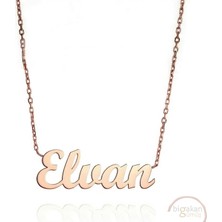 Bigakan 925 Ayar Gümüş Elvan Isimli Kolye Rose Kaplama