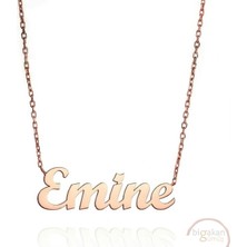 Bigakan 925 Ayar Gümüş Emine Isimli Kolye Rose Kaplama