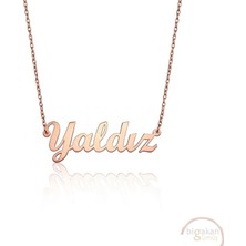 Bigakan 925 Ayar Gümüş Yaldız Isimli Kolye Rose Kaplama