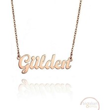 Bigakan 925 Ayar Gümüş Gülden Isimli Kolye Rose Kaplama