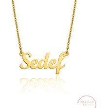 Bigakan 925 Ayar Gümüş Altın Kaplama Sedef Isimli Kolye